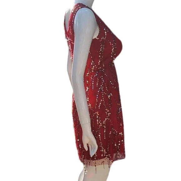 NWT SFC Southern Fried Chics Shimmy Cocktail Party Wine Gold Sequin Dress Sz XS - Picture 7 of 14